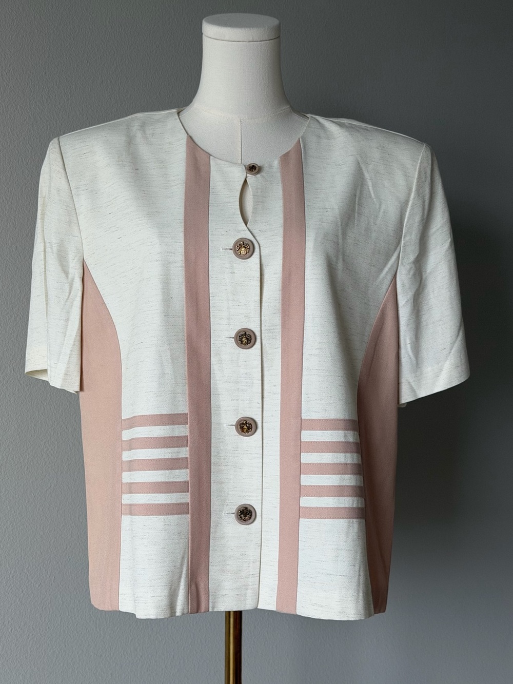 Gorgeous Perceptions By Irene B Short Sleeve Button Down Blouse Blazer 16~(14)